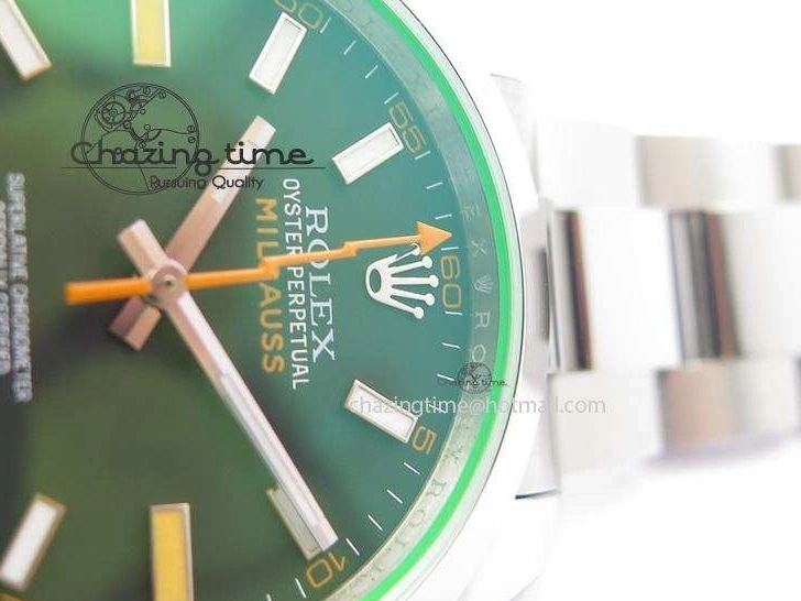 116400 On Bracelet 1:1 Green SS Black Sapphire SA3131 GV Milgauss JF Dial 0707